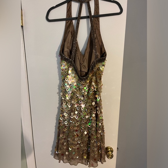 Sue Wong Gold Sequence Cocktail Dress - Picture 5 of 8